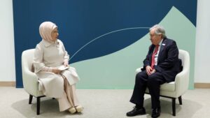 COP29: Emine Erdogan discute du changement climatique avec Guterres